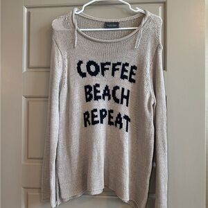 Wooden Ships Beige Sweater with Black Text